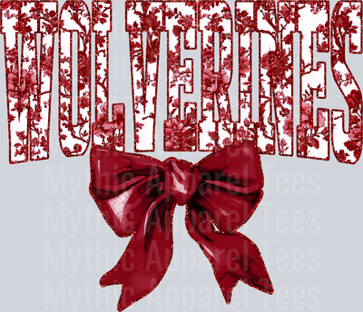 Maroon Wolverines College Font Floral Print Bow School Spirit & Sports