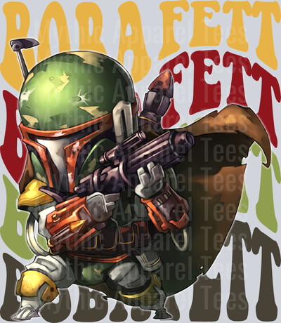 Boba Fett Star Wars Stacked Name Disney
