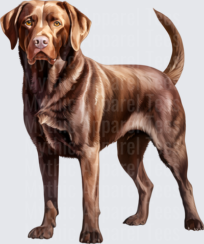 Realistic Chocolate Labrador Retriever Standing Full Body Portrait with Amber Eyes