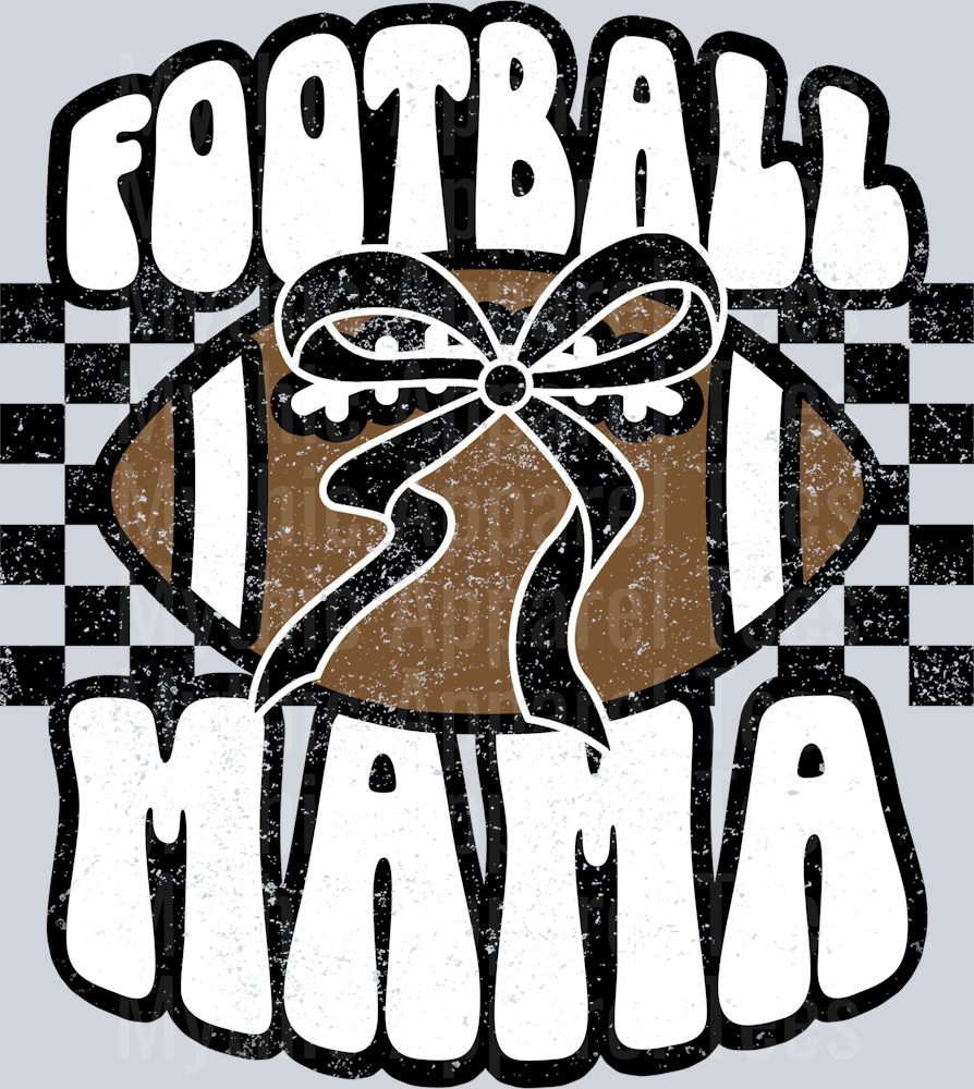 Football Mama Bow Checkered School Spirit & Sports