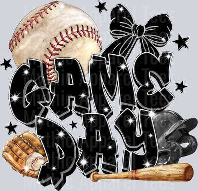 Baseball Gameday retro ball with bat and glove cute DTF Sports Transfers