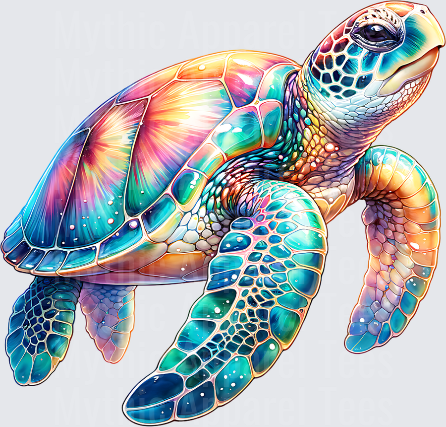 Ocean Animals Vibrant Rainbow Watercolor Sea Turtle