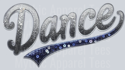 Dance Swoosh Sequins Navy Blue DTF Dance Swoosh Transfers