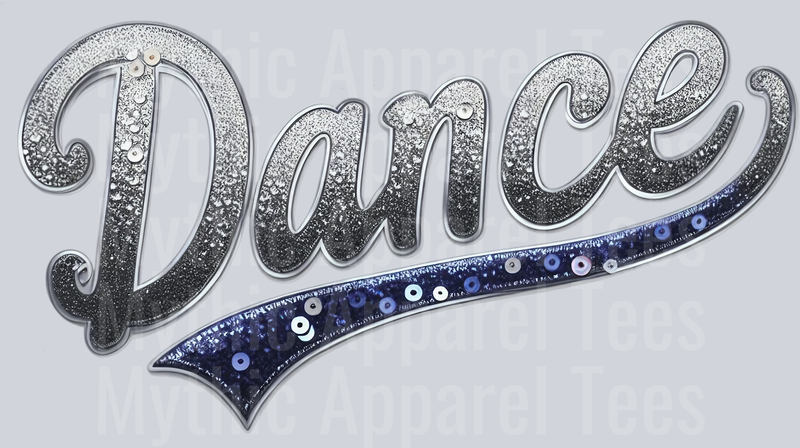 Dance Swoosh Sequins Navy Blue DTF Dance Swoosh Transfers