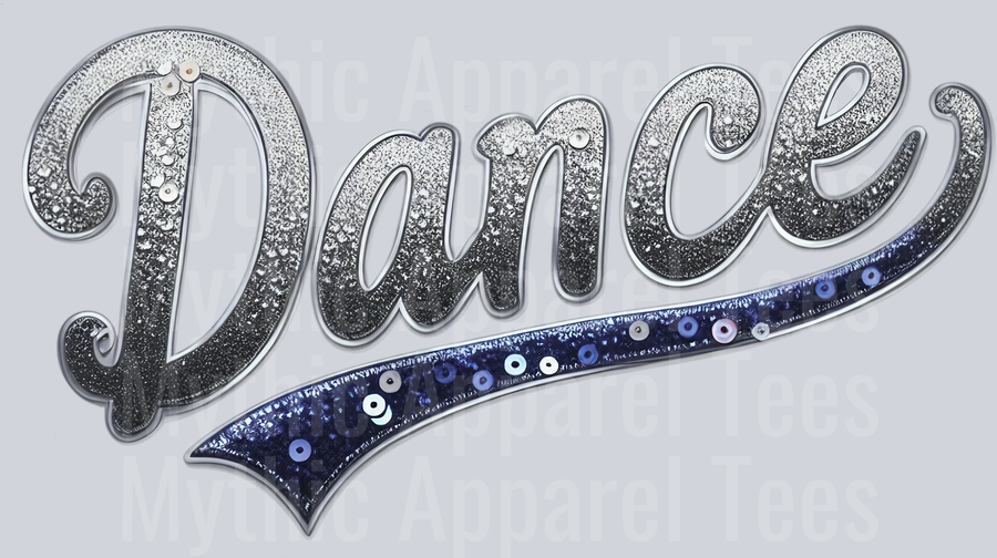 Dance Swoosh Sequins Navy Blue DTF Dance Swoosh Transfers