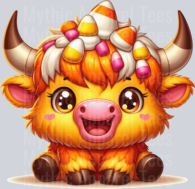 Cute cartoon halloween highland cow 1