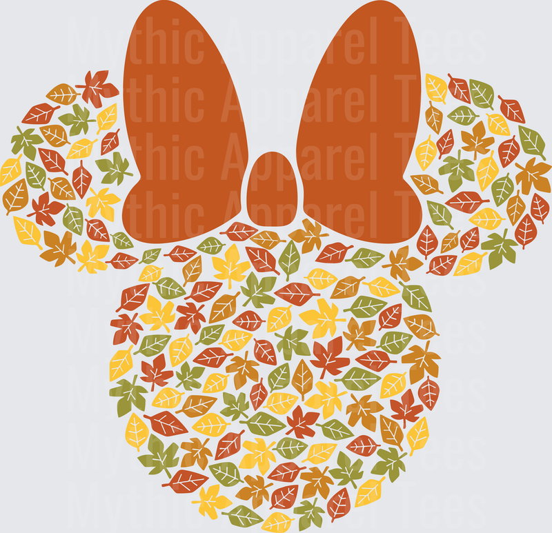 Disney Fall and Thanksgiving Minnie Mouse Autumn Leaves Silhouette