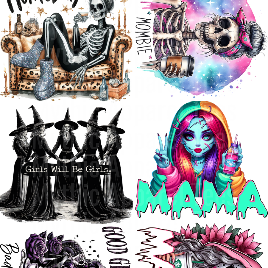 SPOOKY GIRL GANG SHEET 10 FULL SIZE IMAGES