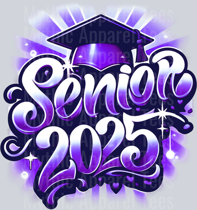 002 Airbrushed Senior 2025 Purple DTF 2025 Senior Graduation Transfers