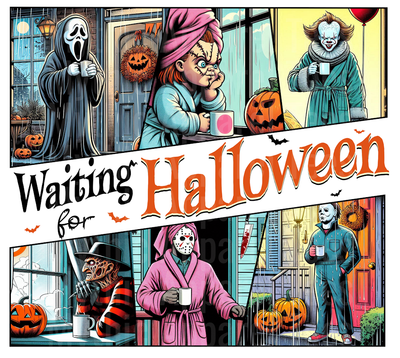 Waiting for Halloween Pennywise Scream Ghostface Freddy Michael Myers Halloween DTF horror Movie Transfers