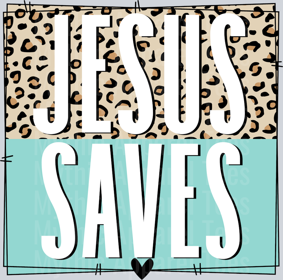 Jesus saves leopard frame DTF Religious Transfers
