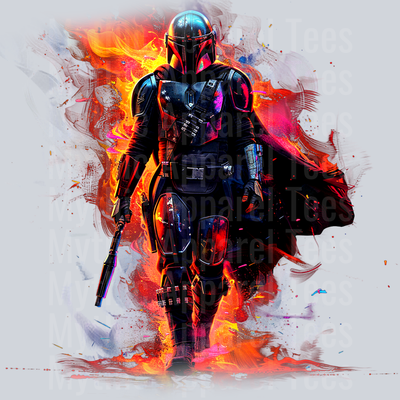 The Mandalorian Red flames walking DTF Star Wars Transfers