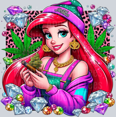 Ariel 13 Jewels Smoking Weed DTF Weed Transfers