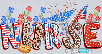 American Nurse Red White and Blue Patriotic DTF 4th of July Transfers