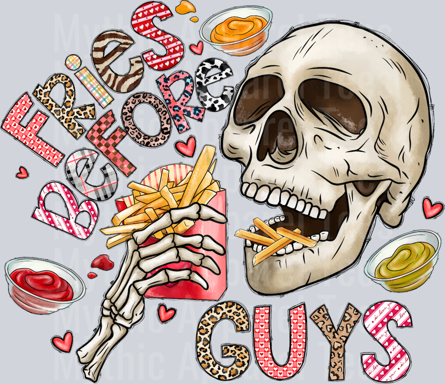 Fries Before Guys DTF Skull Transfers