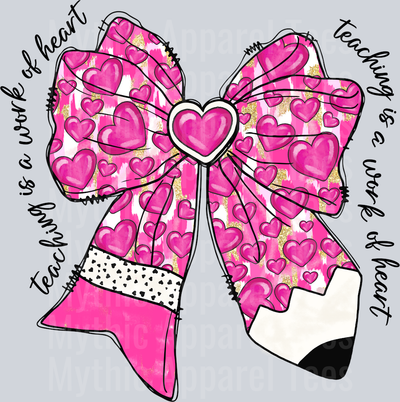 Cute Glitter Bow with Pencil DTF Valentines Day Transfers
