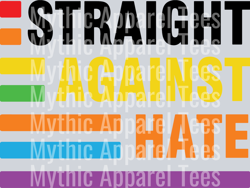Straight against hate rainbow letters LGBTQ+ Transfer