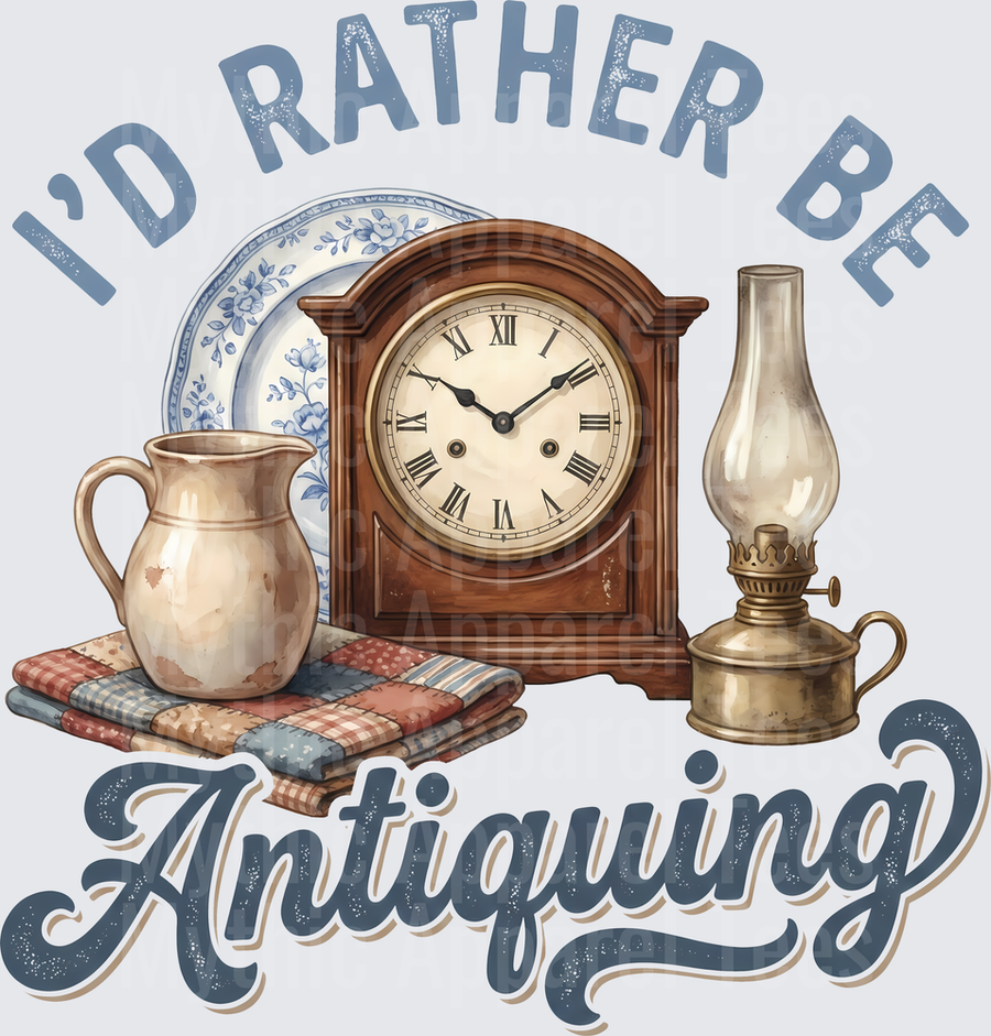 I'd Rather Be Antiquing Vintage Clock Oil Lamp Design