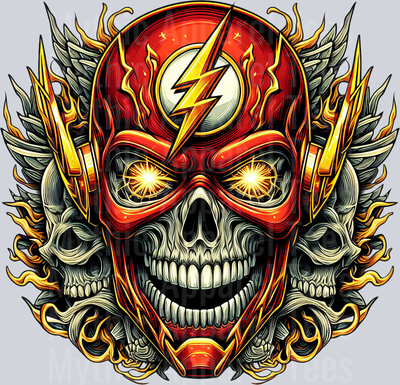 The Flash Skull DTF Superhero Transfers