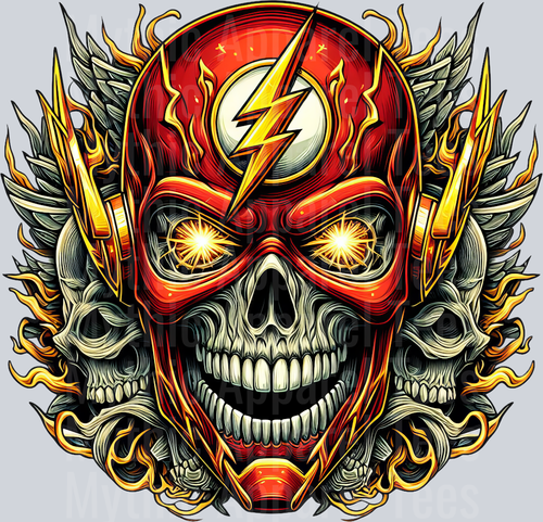 The Flash Skull DTF Superhero Transfers