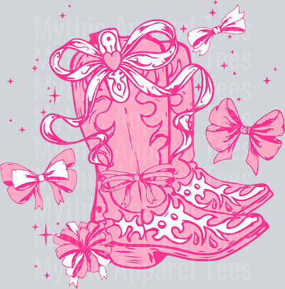 Pink Bow and Cowgirl Boots DTF Western Girl Transfers