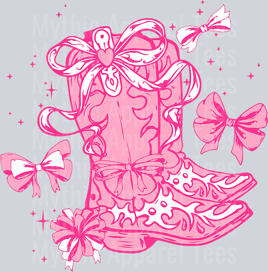 Pink Bow and Cowgirl Boots DTF Western Girl Transfers