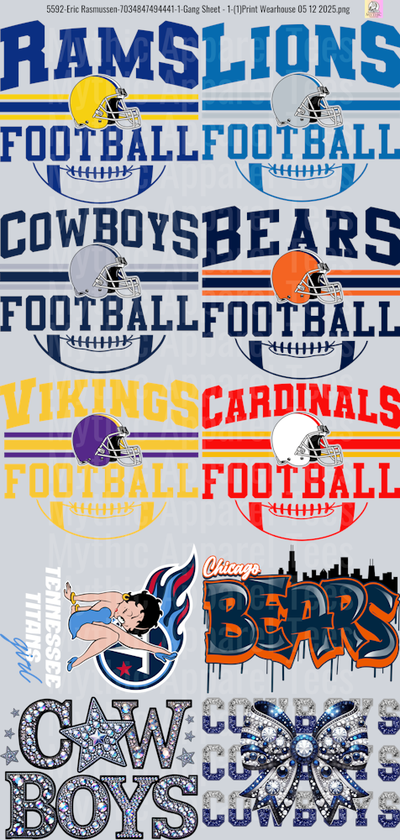 Football GANG SHEET 10 FULL SIZE IMAGES