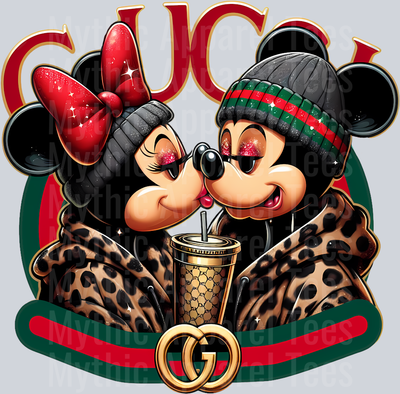 Mickey Minnie love Leopard print jacket Disney DTF Gucci Disney Transfers