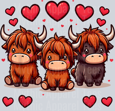 199 Cute Highland Cows Valentines Day Farmer Highland Cow T-Shirt