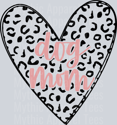 Dog mom leopard print heart DTF Dog Transfers