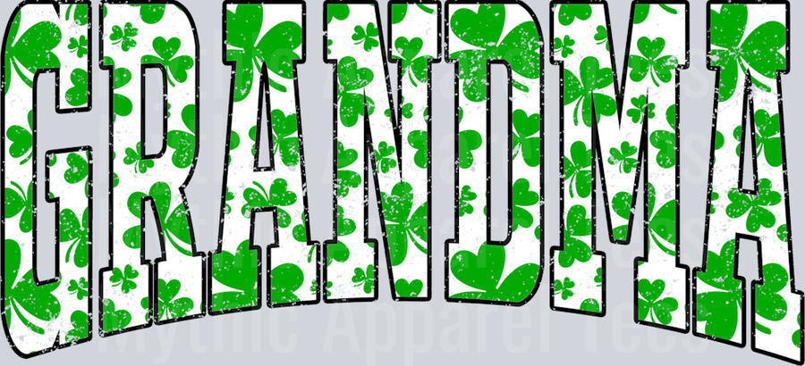 Green Shamrock Grandma St Patrick's Day College Font Floral and shamrock pattern