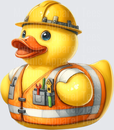 Rubber Duck in Uniform Construction Worker Hard Hat Safety Vest with Tools