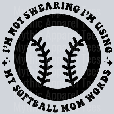 Im Not Swearing Im Using My Softball Mom Words Pocket Design Wavy Retro Funny Designs