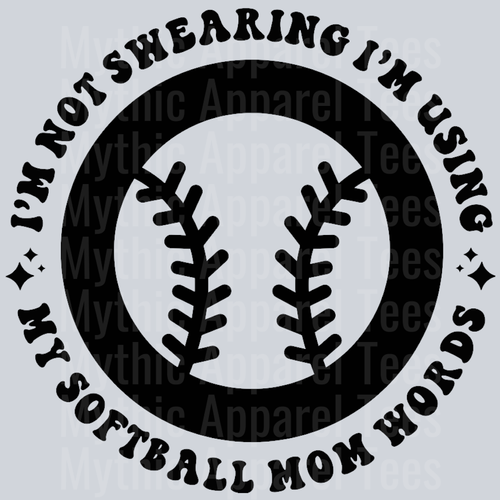 Im Not Swearing Im Using My Softball Mom Words Pocket Design Wavy Retro Funny Designs
