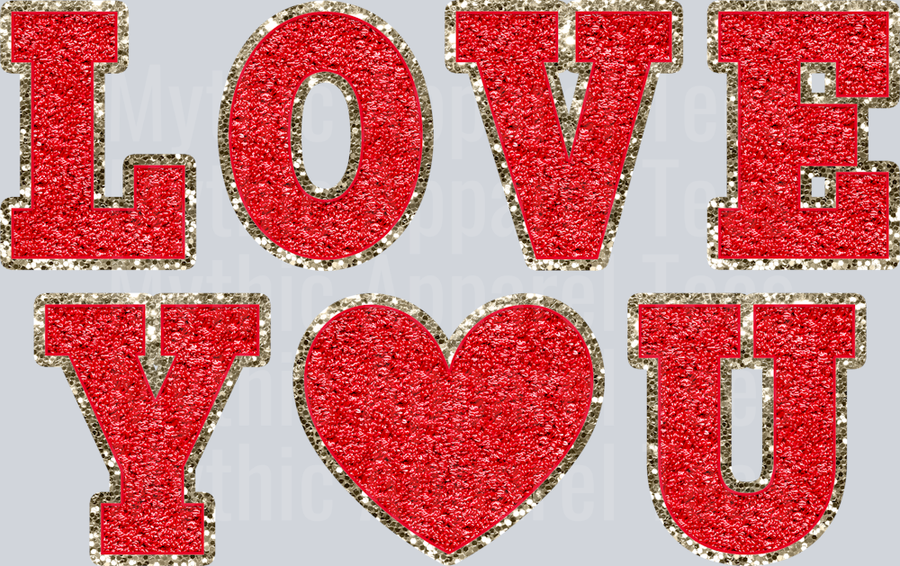 Love You Wavy Retro Funny Designs Valentines Day Sequin