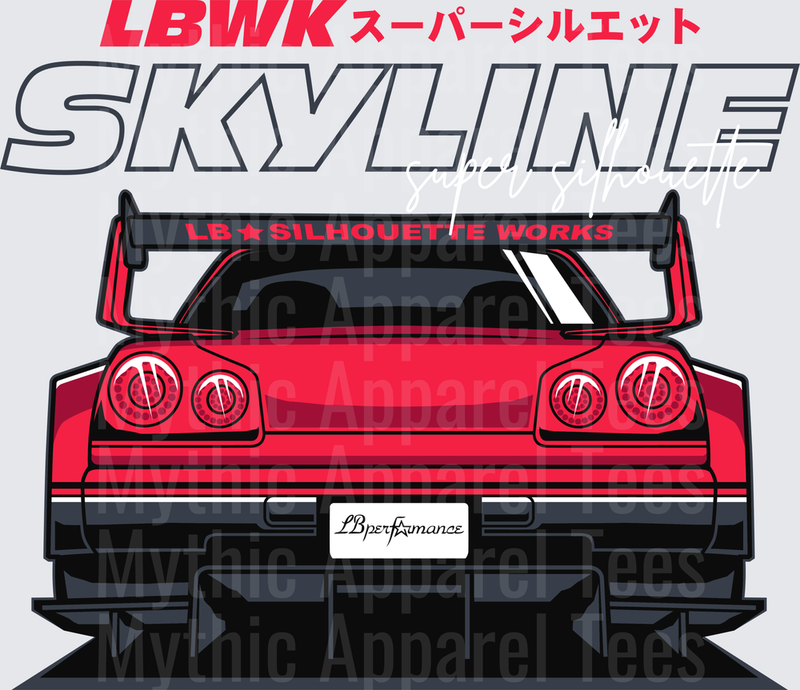Drifting and Muscle Cars LBWK Liberty Walk Nissan Skyline R34 Rear View Red