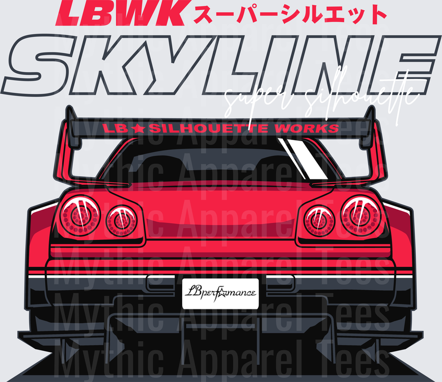 Drifting and Muscle Cars LBWK Liberty Walk Nissan Skyline R34 Rear View Red