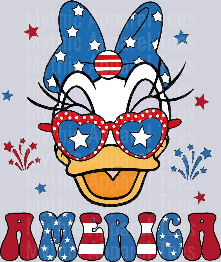 daisy America Patriotic DTF Patriotic Disney Transfers