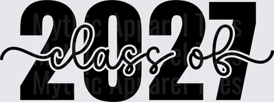 Class of 2027 Bold Block Letters with Cursive Script Overlay Graduation Design
