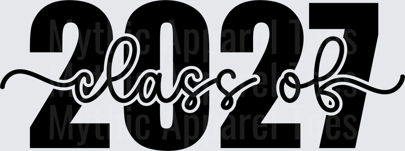 Class of 2027 Bold Block Letters with Cursive Script Overlay Graduation Design