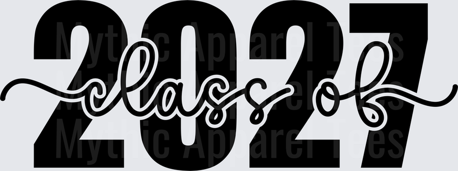 Class of 2027 Bold Block Letters with Cursive Script Overlay Graduation Design