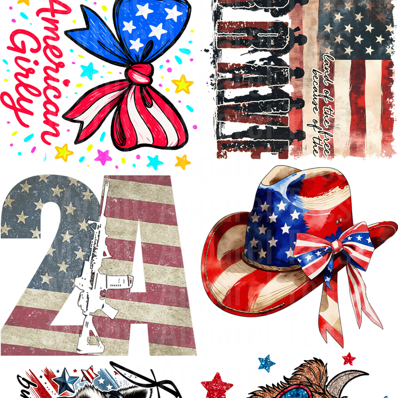 Patriotic GANG SHEET 10 FULL SIZE IMAGES