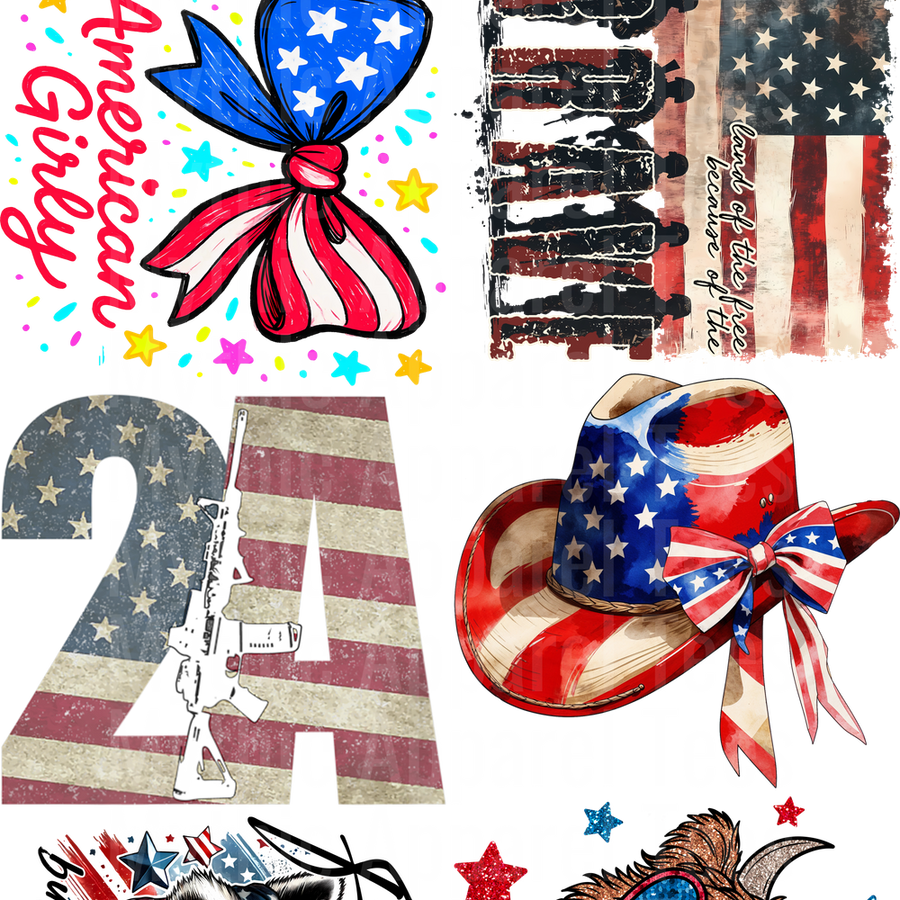 Patriotic GANG SHEET 10 FULL SIZE IMAGES