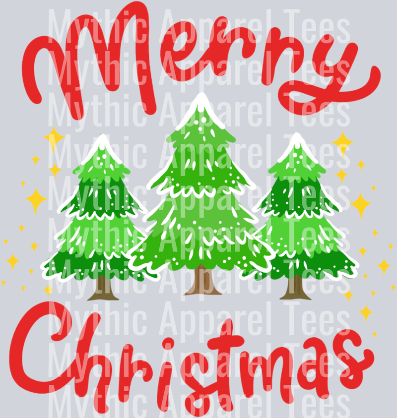 Merry Christmas Trees – DTF Heat Transfer – Holiday Christmas Design