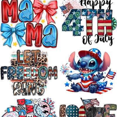 4TH OF JULY / AMERICAN PRIDE GANG SHEET 10 FULL SIZE IMAGES