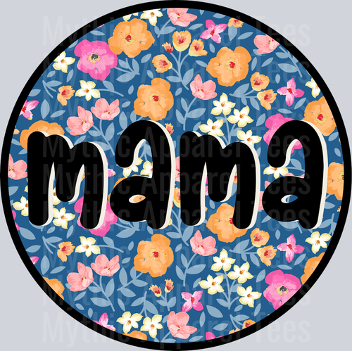 Mama Blue Floral Circle DTF MOM Transfers