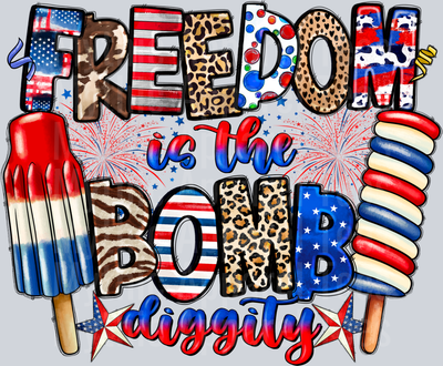 Freedom Is The Bomb Diggity 4th of july DTF Patriotic Transfers