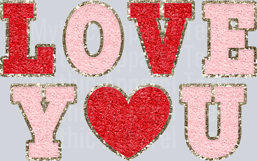 Love You Wavy Retro Funny Designs Valentines Day Sequin