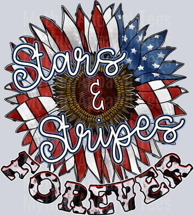 Stars And Stripes Forever Flower flag 4th of July DTF Patriotic Transfers