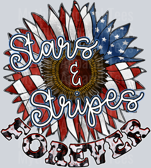 Stars And Stripes Forever Flower flag 4th of July DTF Patriotic Transfers